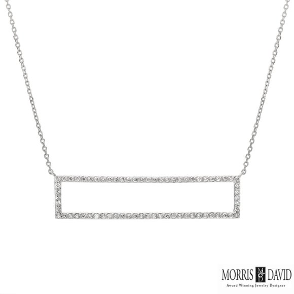 0.61 Carat Natural Diamond Rectangle Necklace 14K